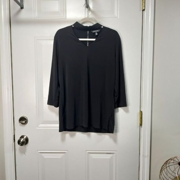 Ellen Tracy V-Neck Tunic with3/4 Sleeves Choker Accent L - Picture 12 of 14